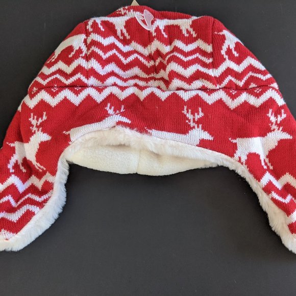 Kids Plush Christmas Reindeer Trapper Hat New - Picture 4 of 9